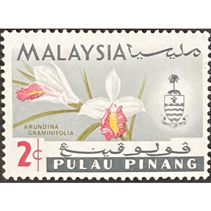Malaya Penang QEII 1965 2c Arundina Graminifolia Mounted Mint SG 67 Sc68 stamp