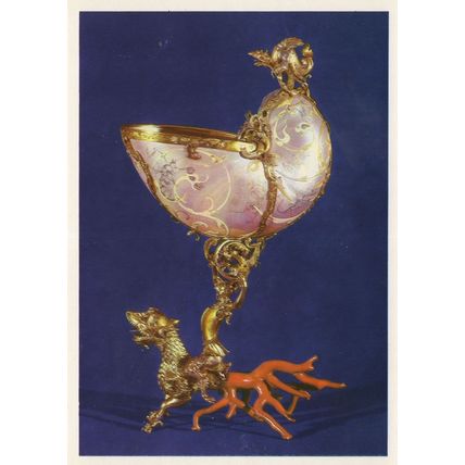 Nautilus Medieval Antique Goblet 1724 Dresden Postcard