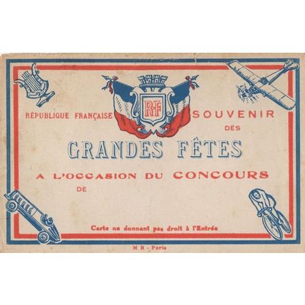 French Fete L'Occasiona Du Concours Bicycle Competition Old Postcard