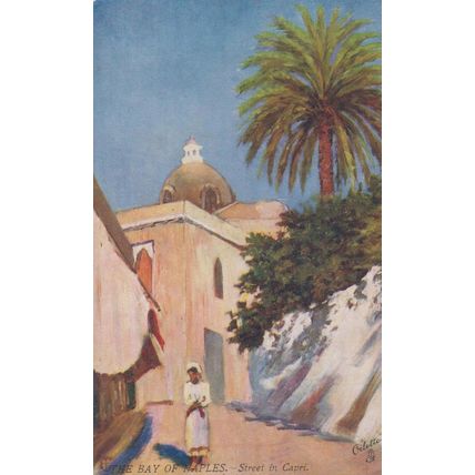 The Bay Of Naples Tucks Oilette Street In Capri Antique Postcard