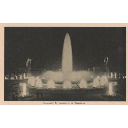 Grand Fountain At Night Barcelona Exposicion 1929 Spain Postcard