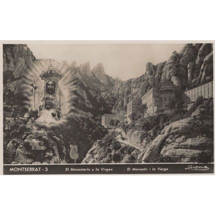 Vision Of The Virgin Of Mountserrat Spain Old RPC Postcard