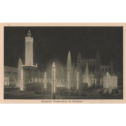 Grand Fountain Universe Square Barcelona Exposicion 1929 Spain Postcard