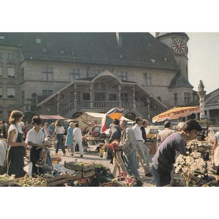 Fribourg Flower & Vegetable Market Switzerland Postcard