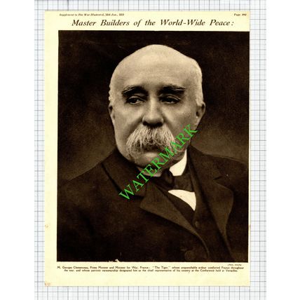 Georges Clemenceau France World War One - 1919 Cutting / Print