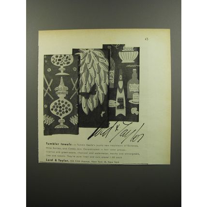 1953 Lord & Taylor Tumbler Towels by Tammis Keefe Ad