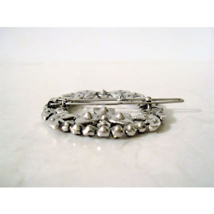 Silver metal round leaf black crystal hair clip clamp barrette snap clip