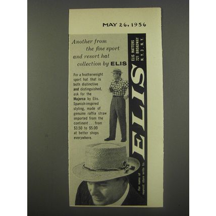 1956 Elis Majorca Hat Ad - Another from the fine sport and resort collection