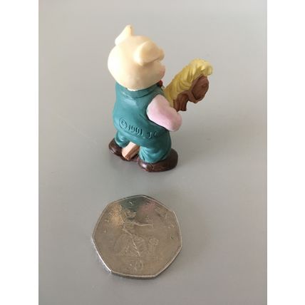 PIG WITH HOBBY HORSE MINIATURE FIGURE