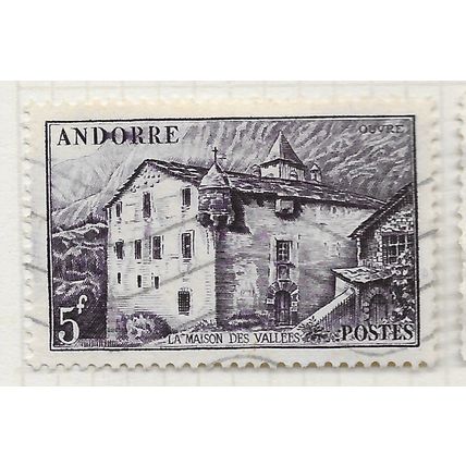 ANDORRA ANDORRE FRENCH POST OFFICES 5Fr SGF121 F121 SG VALLEY HOUSE USED