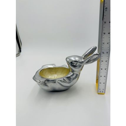 Bunny Rabbit Enameled Aluminum Easter Bowl Candy Nut 9in x 6in Seasonal Decor