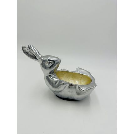 Bunny Rabbit Enameled Aluminum Easter Bowl Candy Nut 9in x 6in Seasonal Decor