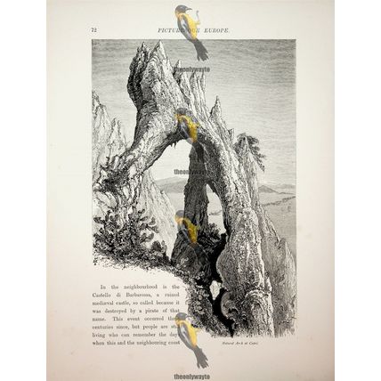 Capri, Natural Arch, Italy, Book Illustration (Print), c1875