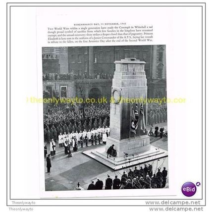 PRINCESS ELIZABETH AT REMEMBERANCE SERVICE NOV 1945, Book Illustration, 1953