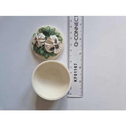 VINTAGE PANSY SOAPSTONE TRINCKET BOX 5.5CM