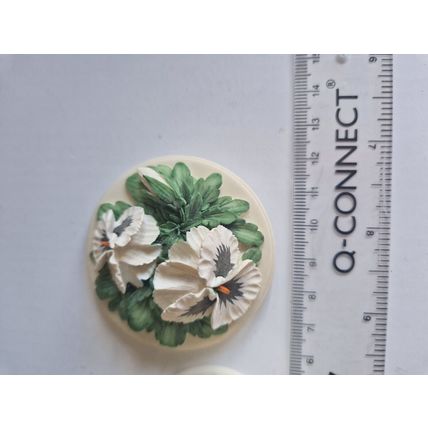 VINTAGE PANSY SOAPSTONE TRINCKET BOX 5.5CM