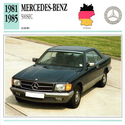 Collectors Club card. Classic Cars. Mercedes-Benz 500SEC