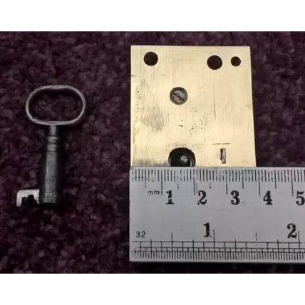 Antique Georgian Cupboard Cabinet Lock Brass Steel 1 Has 1 Key LEFT HANDED L0CK