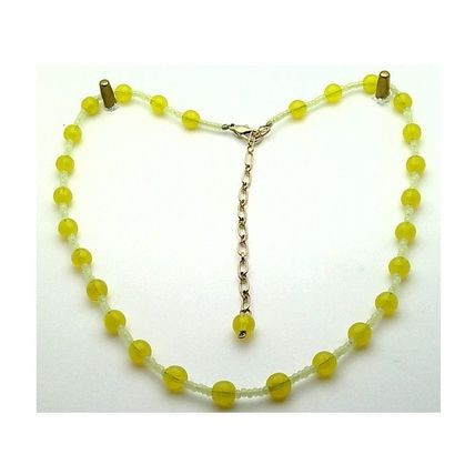 Yellow Opal Glass Beaded Choker Necklace