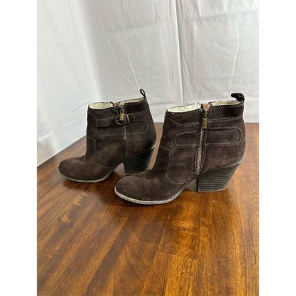 Lucky Brand Women's Ankle Boots Size 9 Brown Suede Sherpa Lined Casual