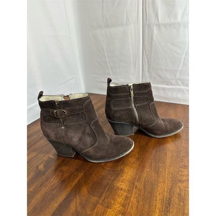 Lucky Brand Women's Ankle Boots Size 9 Brown Suede Sherpa Lined Casual