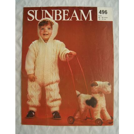 Vintage: Sunbeam 496, pram suit, aran, 18-22 inch, 46-56 cm