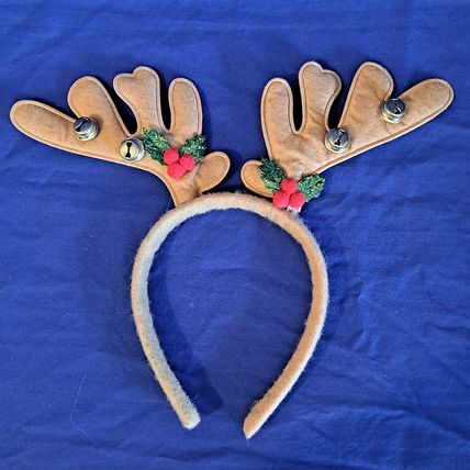Lot 4 REINDEER ANTLERS HEADBANDS Christmas Deer Santa Plush Padded Cloth Felt