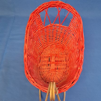 WICKER Metal Christmas SANTA SLEIGH Sled Woven Decor Tabletop Candy Bowl Basket