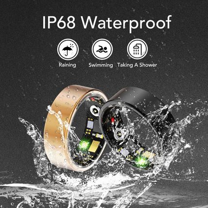 Smart Health Ring for Women Men Fitness Tracker with Heart Rate, Blood Oxygen, B