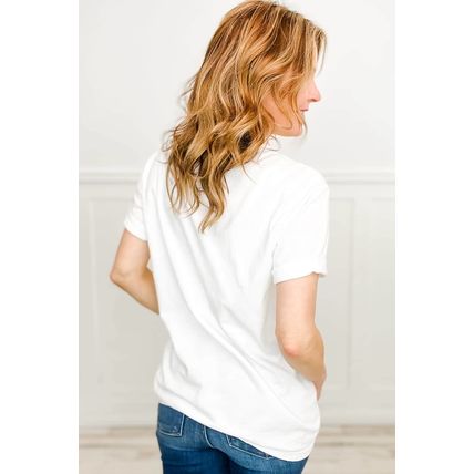 White Sweet Bow Knot Print O Neck Casual T Shirt