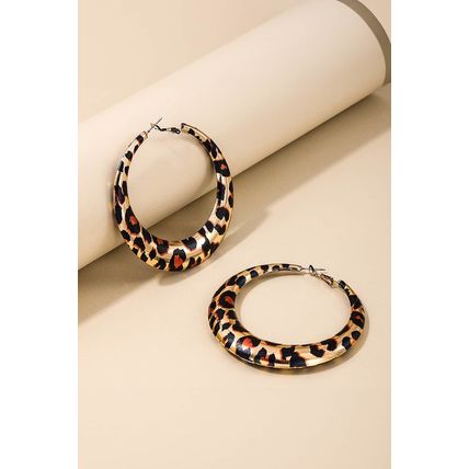 Brown Bold Leopard Ring Hoop Earrings