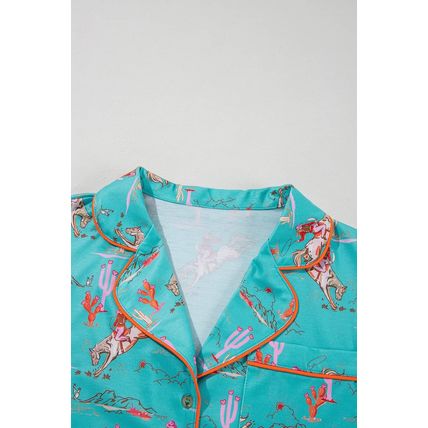 Aruba Blue Cowgirl Country Print Pajamas Set