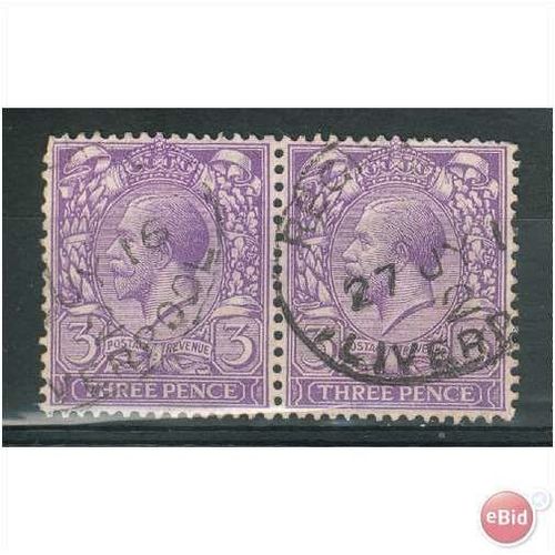 GB stamps 1912 - KGV - 3d SG376 (Liverpool cancel) x 2 - used
