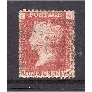 GREAT BRITAIN 1858-79 QV SG44 1d RED BROWN PLATE 102 LETTERED NC USED
