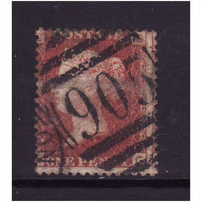 GREAT BRITAIN 1858-79 QV SG44 1d RED BROWN PLATE 201 LETTERED SG USED