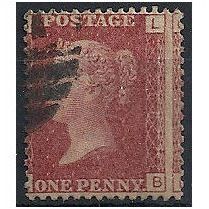 1858 SG43 1d Red Plate 206 Good/Fine Used Check Letters "LB".