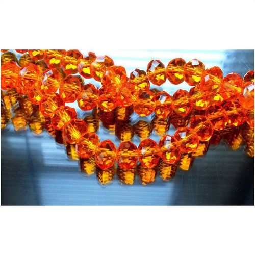 20 no. Faceted Rondelle Orange Crystal Glass 8 mm Beads Jewellery Making 2001