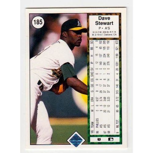 1989 Upper Deck Dave Stewart baseball card #185 – Athletics