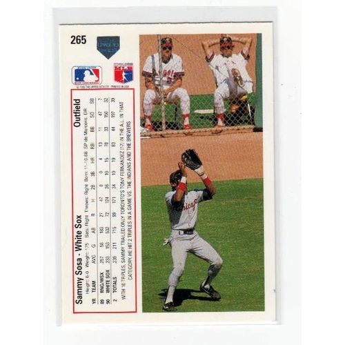 1991 Upper Deck Sammy Sosa baseball card #265 – White Sox