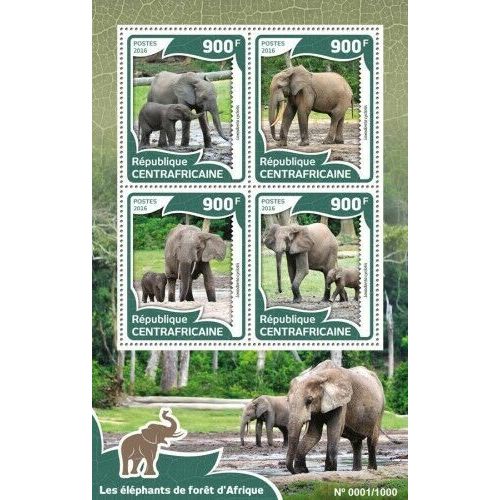 CENTRAL AFRICA 2016 SHEET MNH ELEPHANTS ELEFANTES ELEFANTI ELEFANTEN WILDLIFE