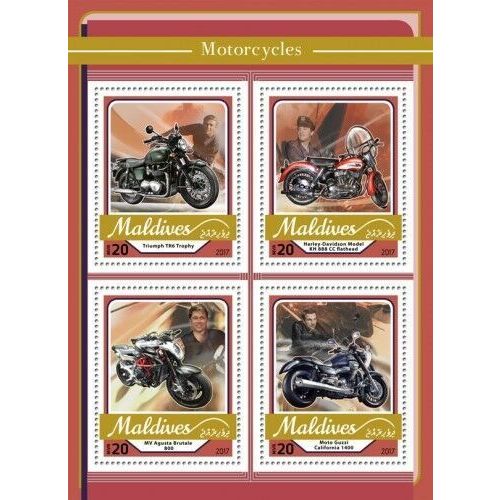 MALDIVES 2017 SHEET MNH MOTORCYCLES MOTOCICLETAS MOTOS