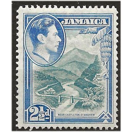 Jamaica 1938 SG125 2 1/2d Greenish Blue & Ultramarine Mounted Mint . .. .