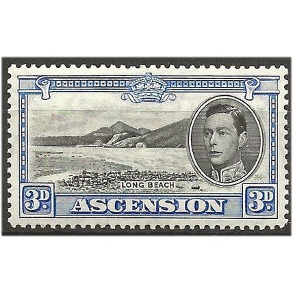 Ascension Island 1938 SG42a 3d Black & Ultramarine Mounted Mint . .. .