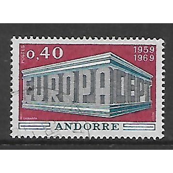 FRANCE ANDORRA 1969 EUROPA F40 COLONNADE GREY BLUE & RED SG F214 FINE USED