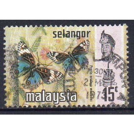 Malaysia 1971 - Selangor - Butterflies - Blue Pansy 15c Used