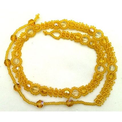Yellow Citrine Beaded Daisy Chain Gemstone Choker Necklace