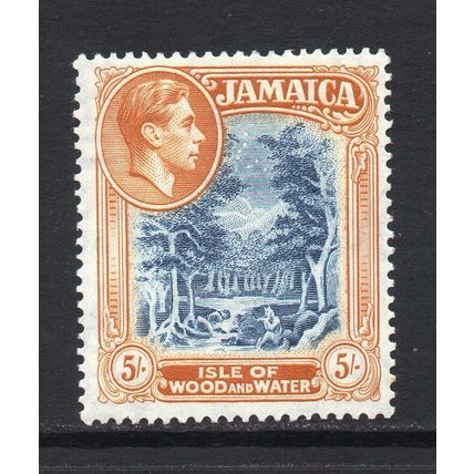 Jamaica - 1938-52 - 5/- Slate-Blue & Yellow-Orange (sg132) Mint Hinged