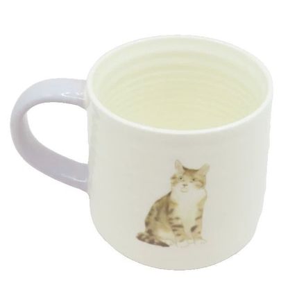 Cat Mug Ceramic 8 CM with Grey Handle Dishwasher & Microwave Safe Tableware