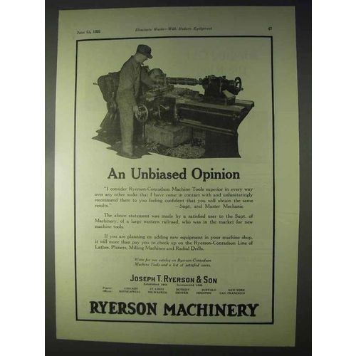 1922 Ryerson-Conradson Lathe Ad - Unbiased Opinion