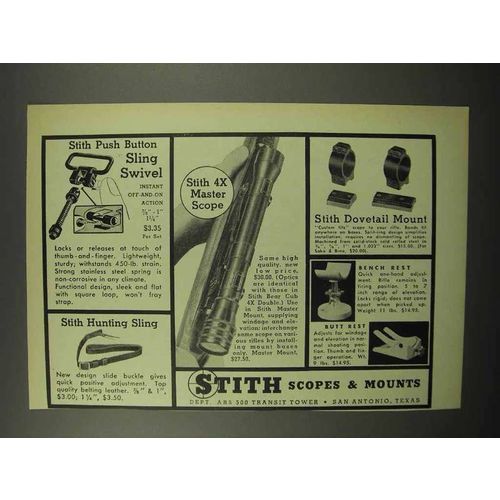 1955 Stith Ad - Hunting Sling; 4x Master Scope +